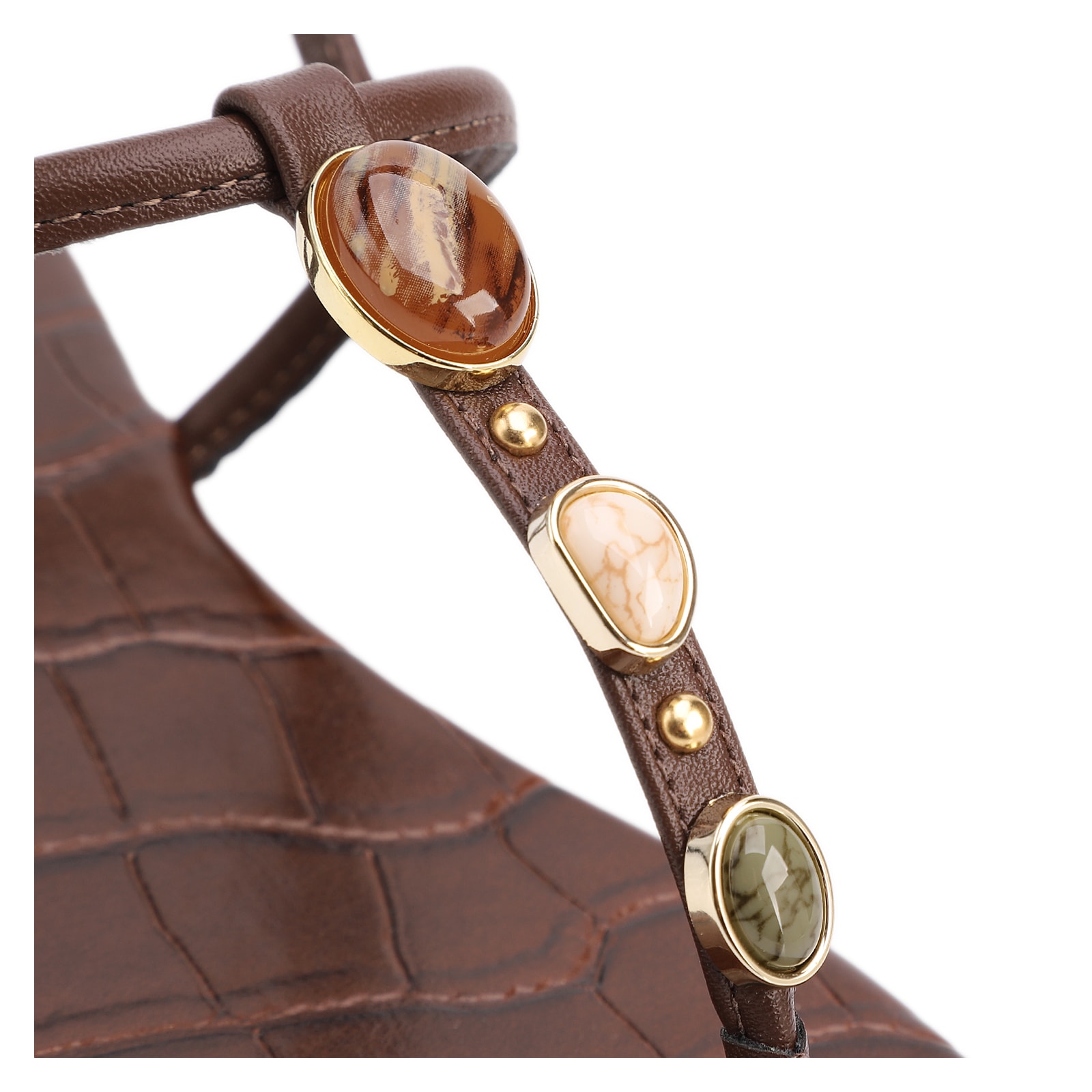 Rasteirinha Marrom Alt Croco Pedras