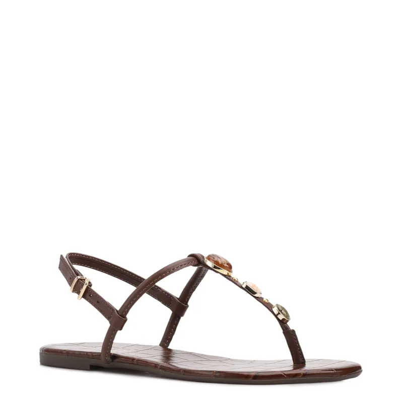 Rasteirinha Marrom Alt Croco Pedras
