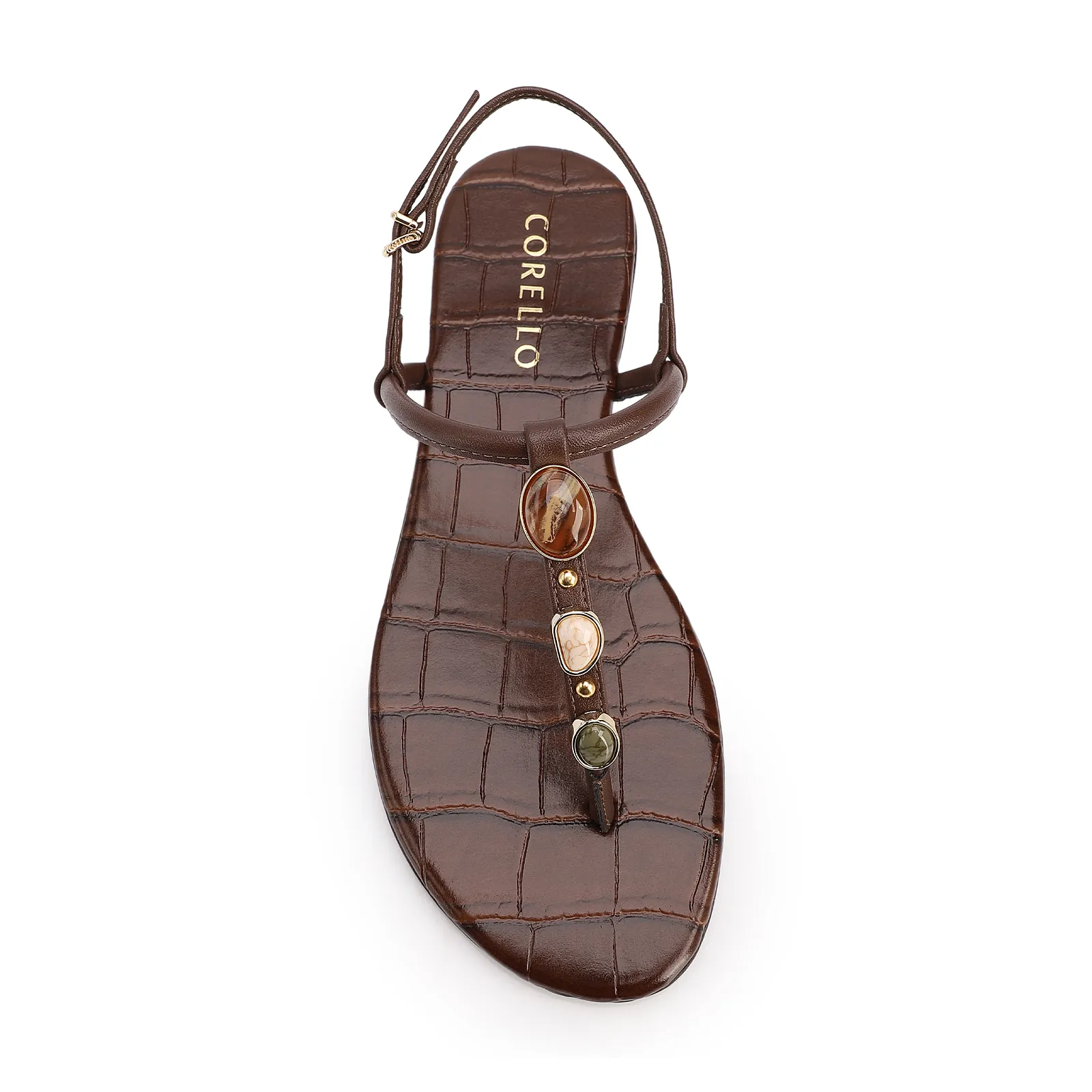 Rasteirinha Marrom Alt Croco Pedras