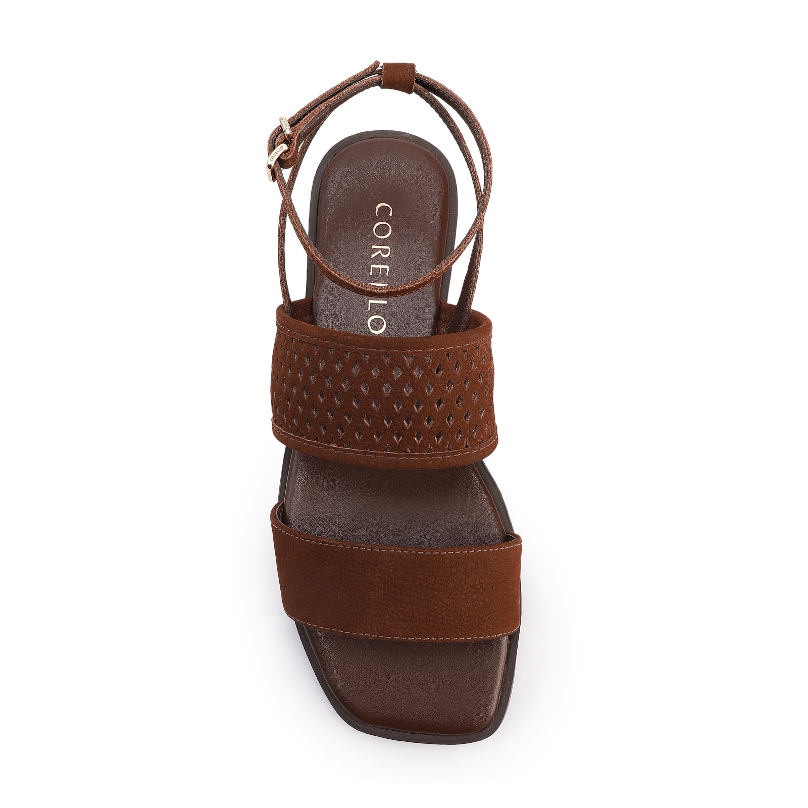 Rasteirinha Marrom Couro Nobuck Floater Tira Perfuros