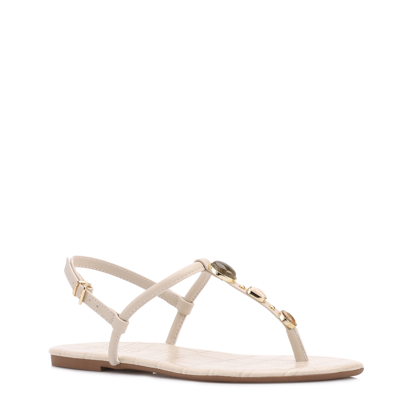 Rasteirinha Off White Alt Croco Pedras