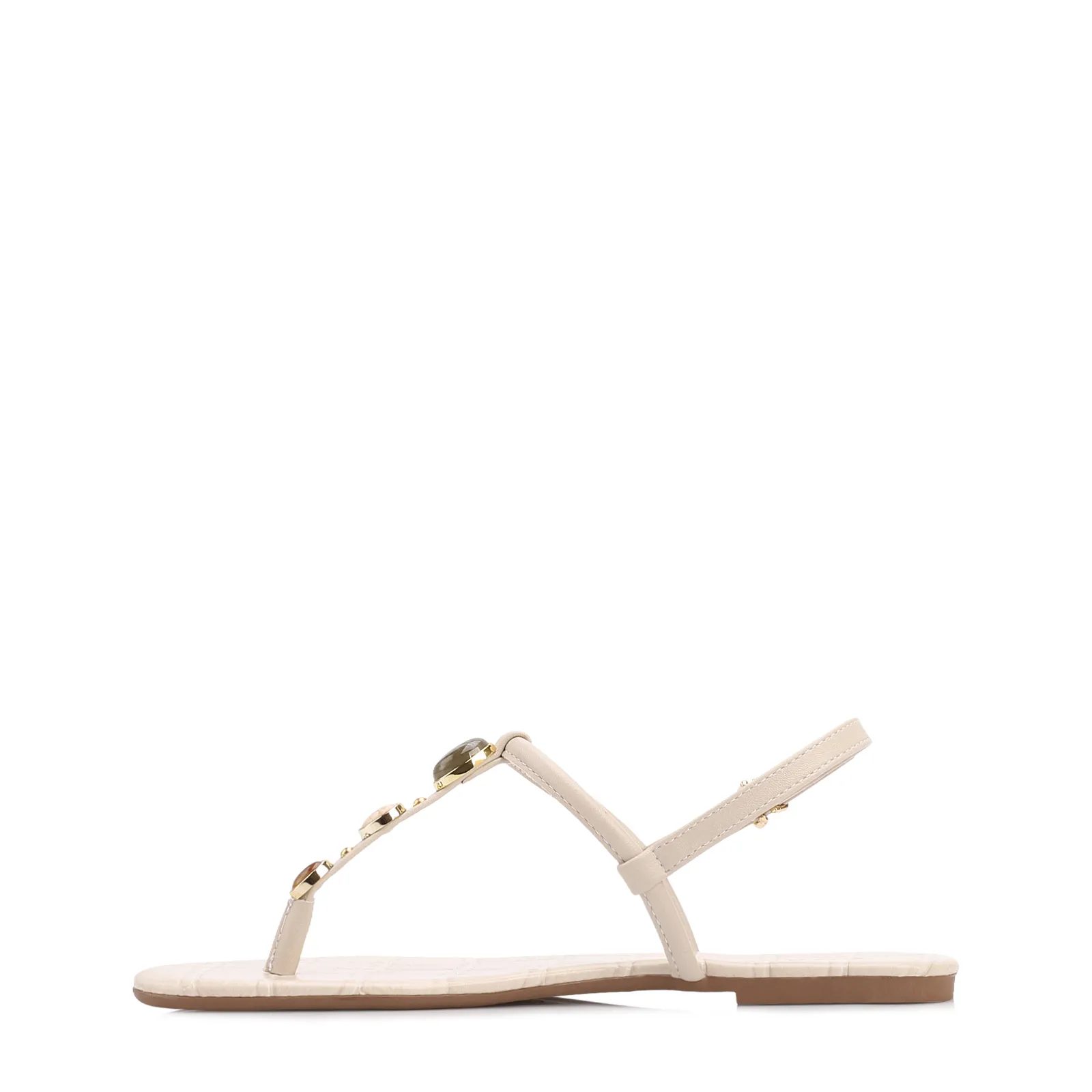 Rasteirinha Off White Alt Croco Pedras