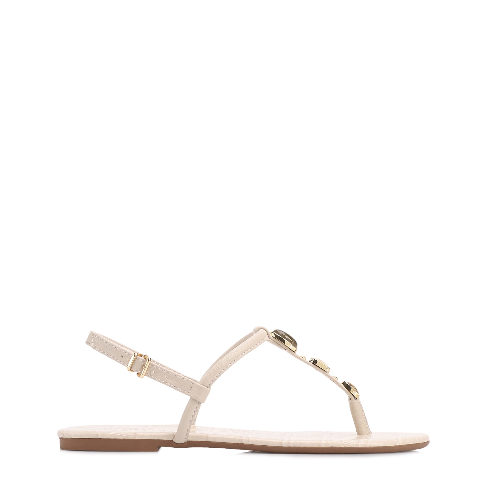 Rasteirinha Off White Alt Croco Pedras