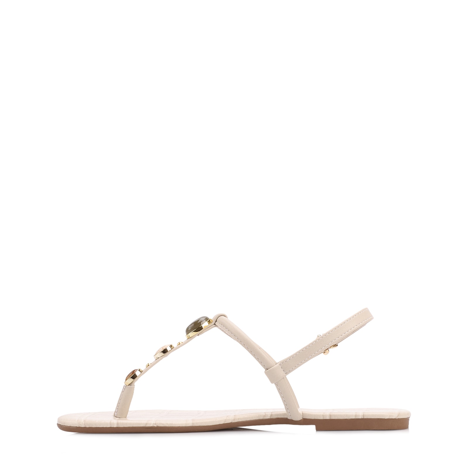 Rasteirinha Off White Alt Croco Pedras