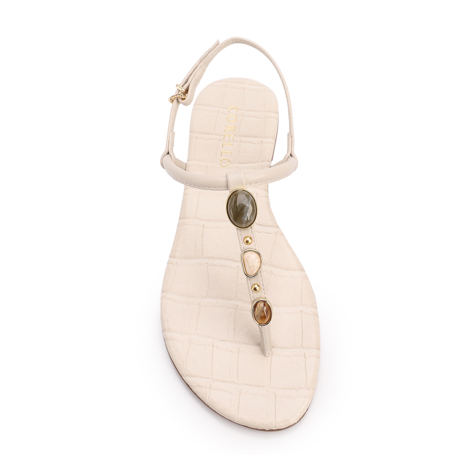 Rasteirinha Off White Alt Croco Pedras