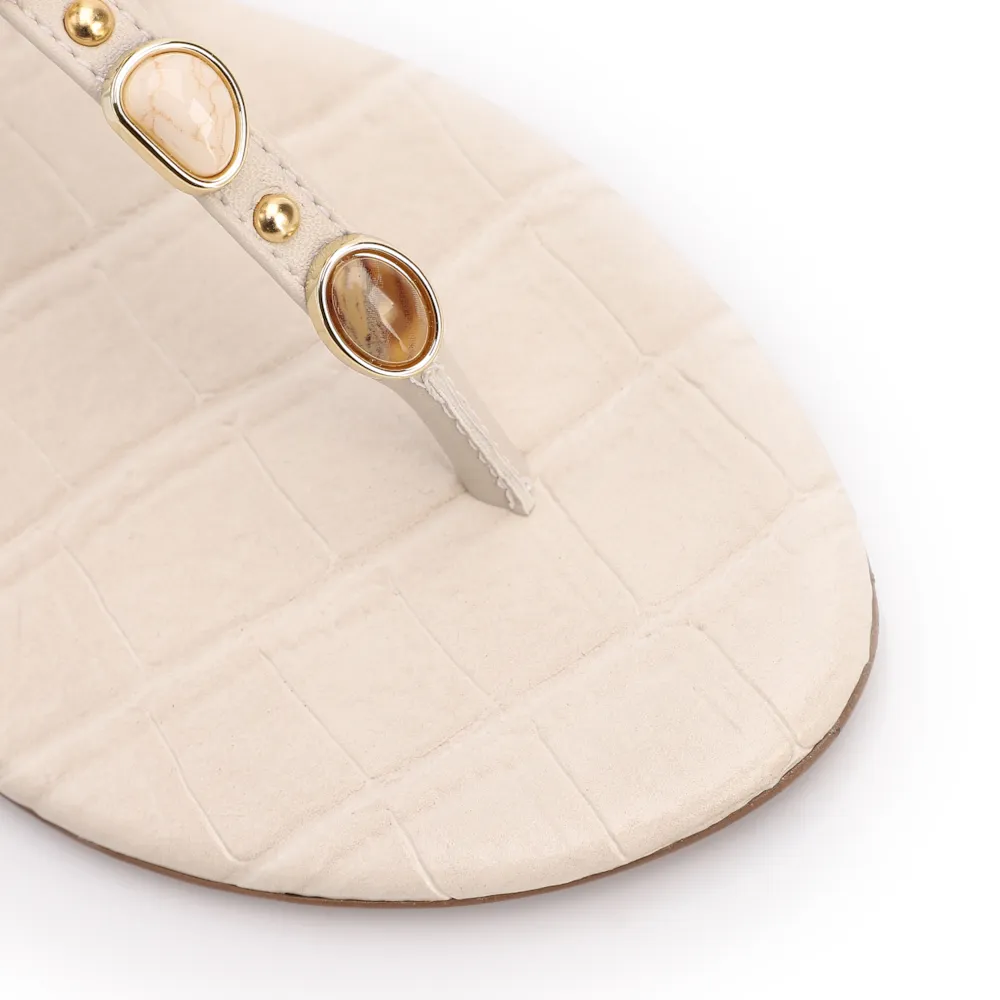 Rasteirinha Off White Alt Croco Pedras - imagem 6
