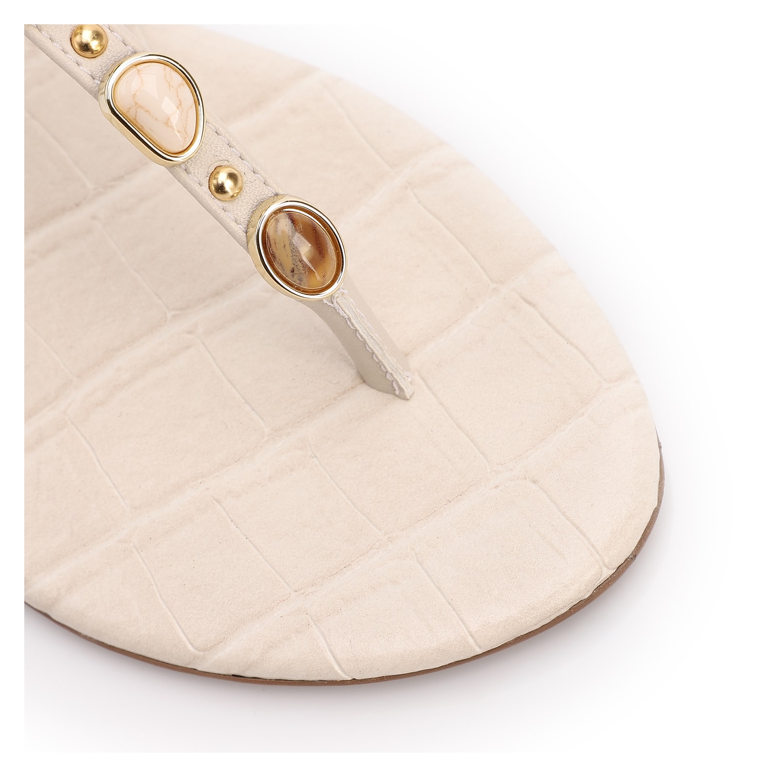 Rasteirinha Off White Alt Croco Pedras