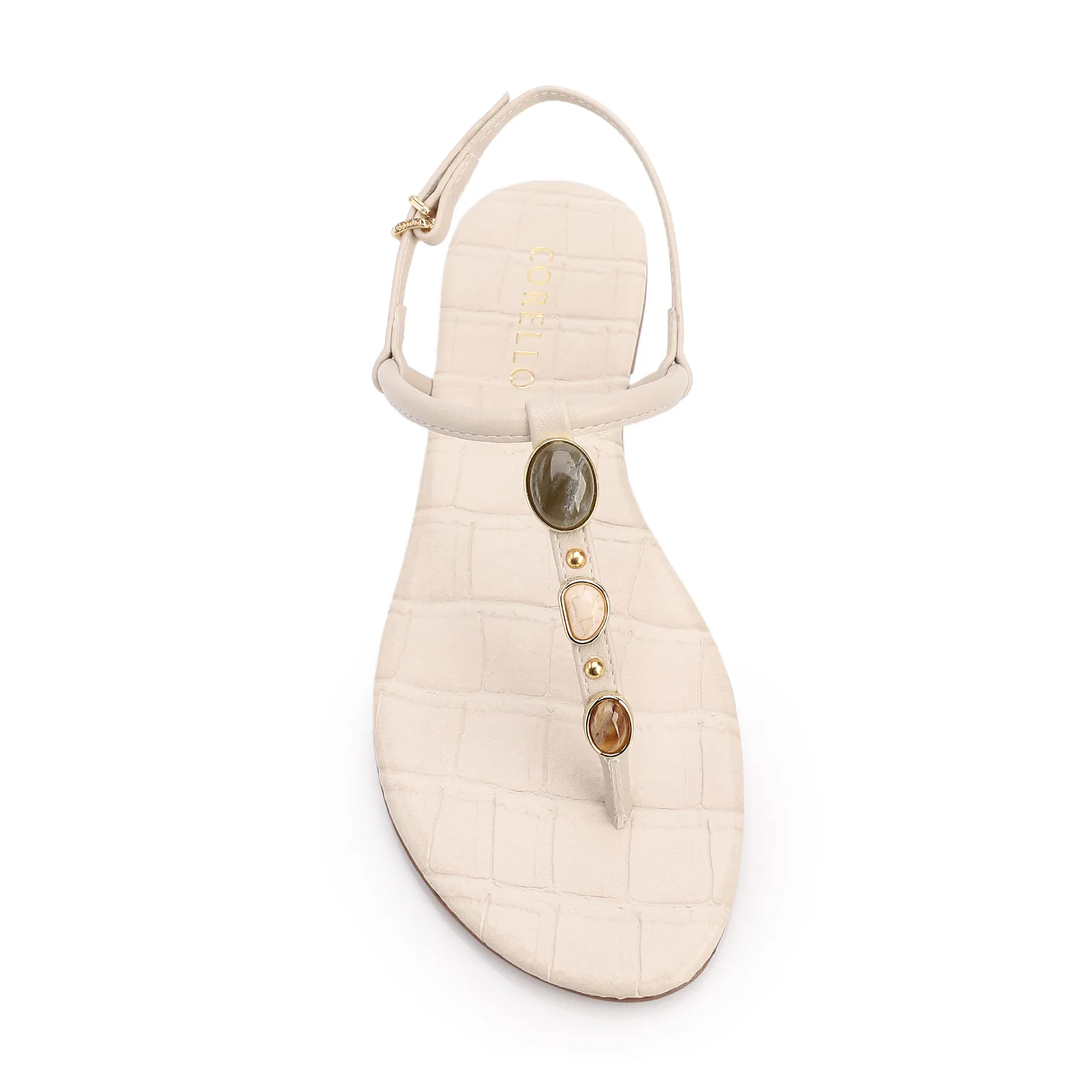 Rasteirinha Off White Alt Croco Pedras