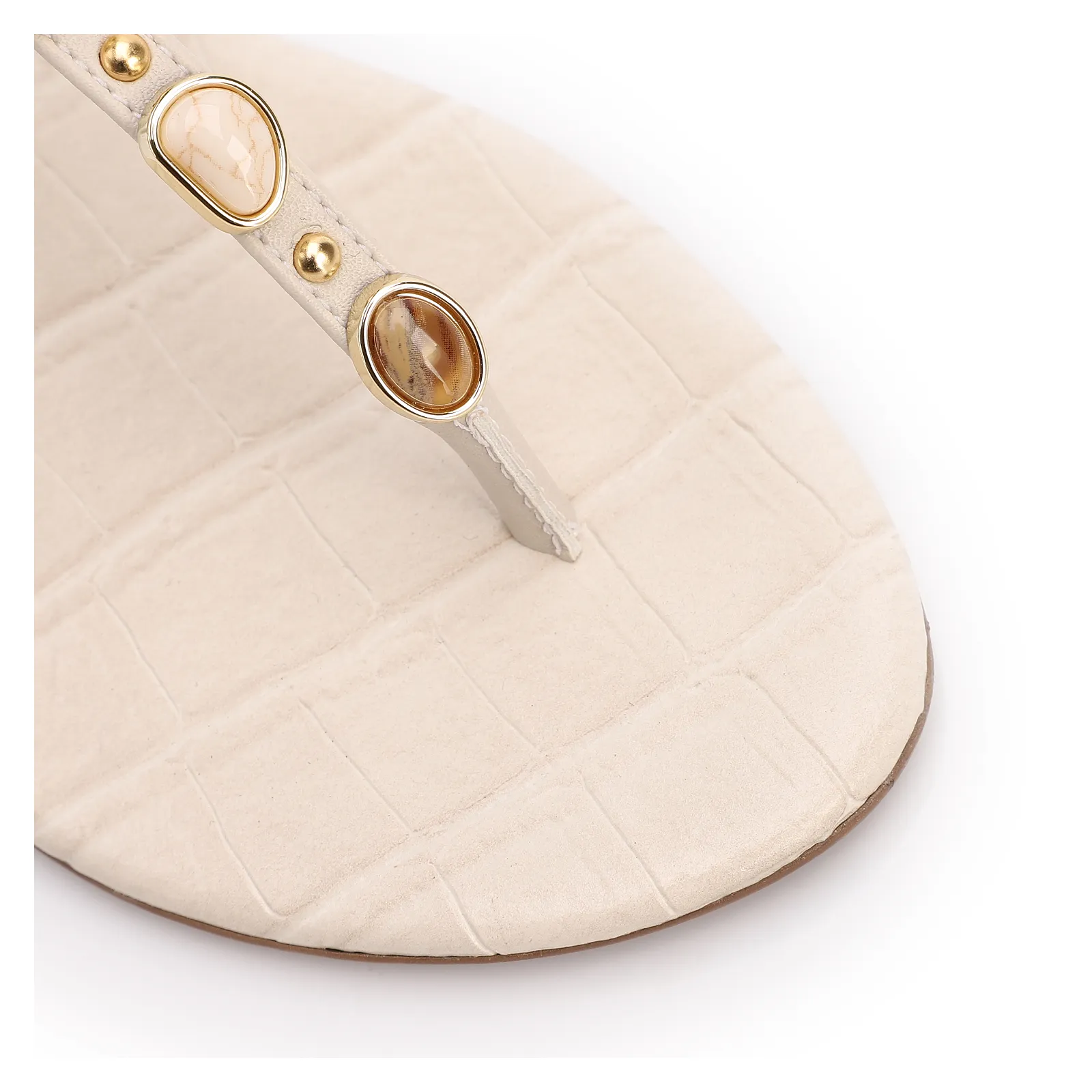 Rasteirinha Off White Alt Croco Pedras