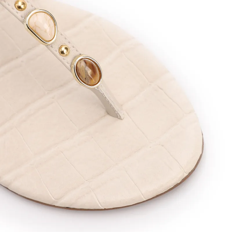 Rasteirinha Off White Alt Croco Pedras - foto 6