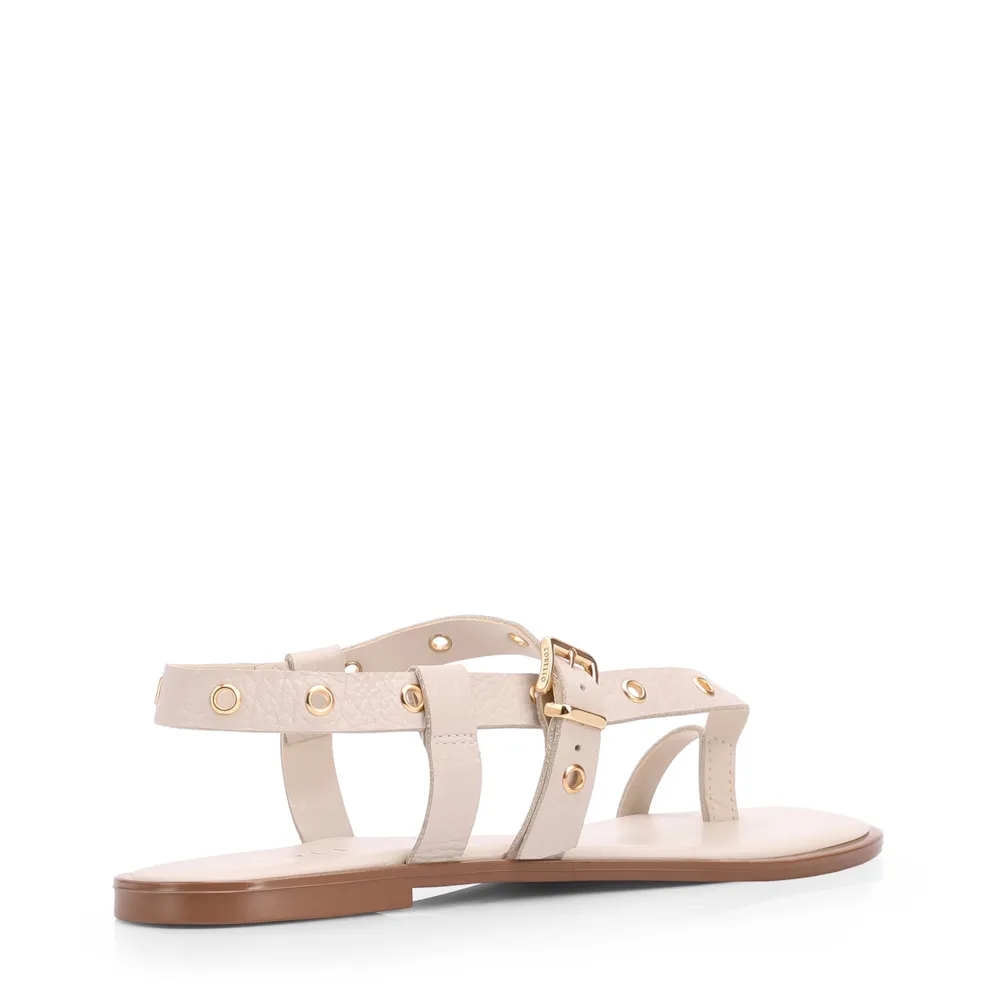 Rasteirinha Off White Couro Antique Ilhos Dourados - imagem 3