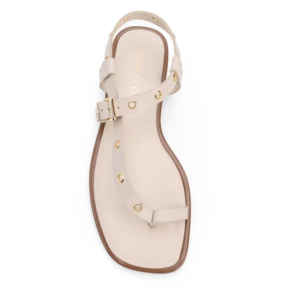 Rasteirinha Off White Couro Antique Ilhos Dourados - imagem 5