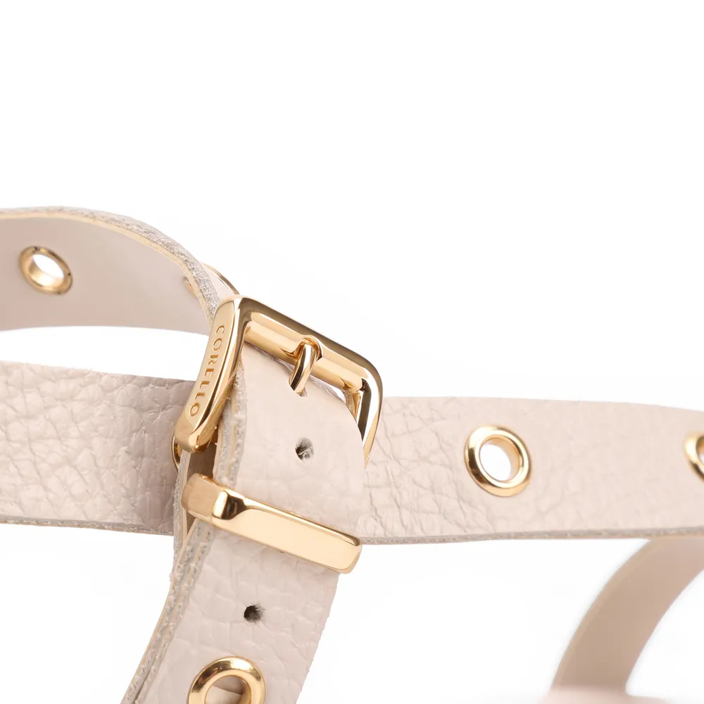 Rasteirinha Off White Couro Antique Ilhos Dourados - imagem 7
