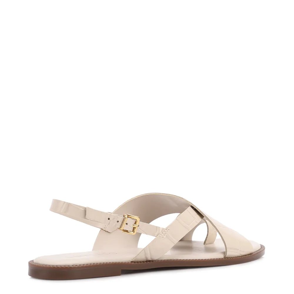 Rasteirinha Off White Couro Croco Tira Transversal - imagem 3
