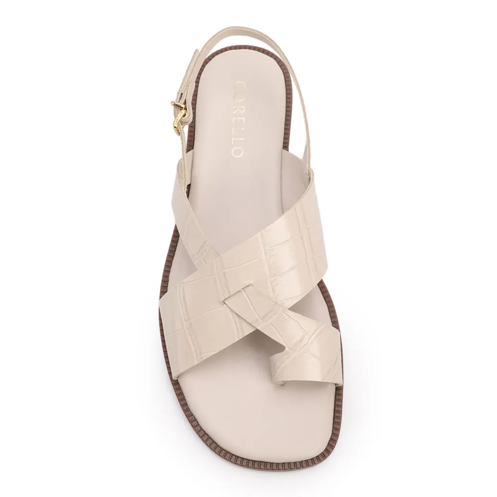 Rasteirinha Off White Couro Croco Tira Transversal - imagem 5