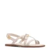 Rasteirinha Off White Couro Lezard Fivelas Douradas - imagem 1