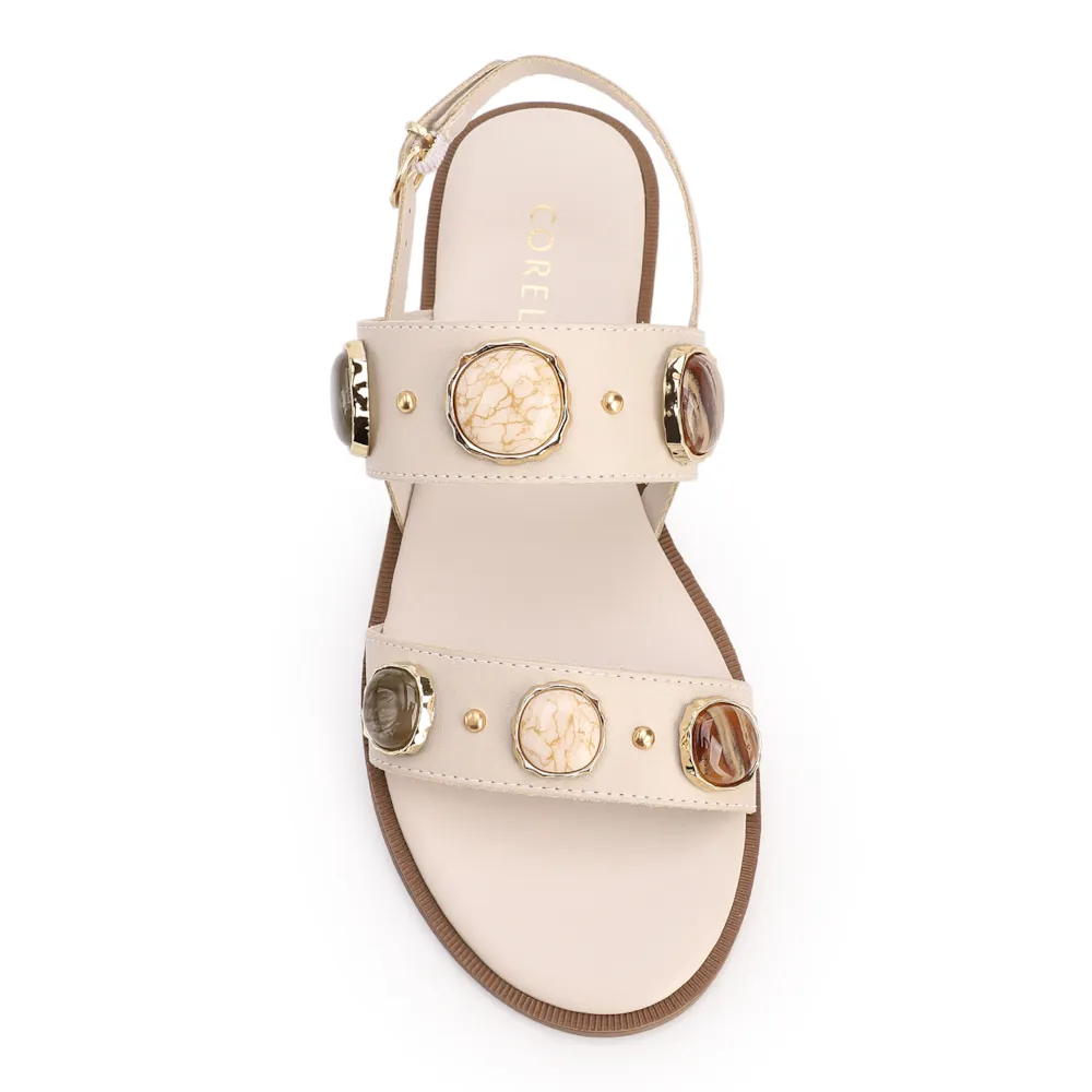 Rasteirinha Off White Couro Pedras - imagem 4