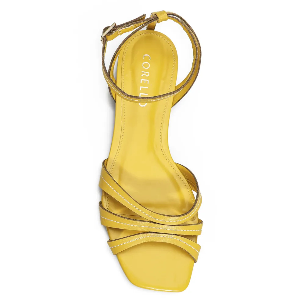 Rasteirinha Pesponto Couro Amarelo - imagem 5