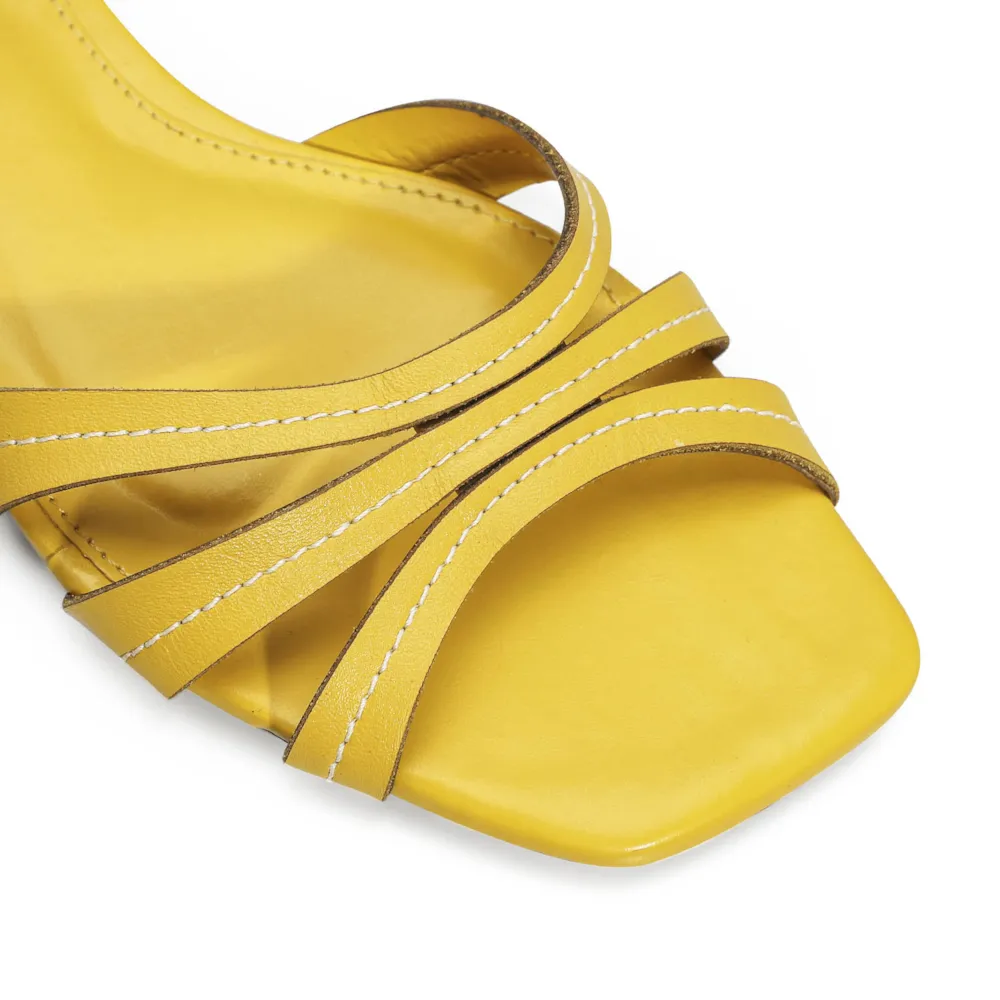 Rasteirinha Pesponto Couro Amarelo - imagem 6