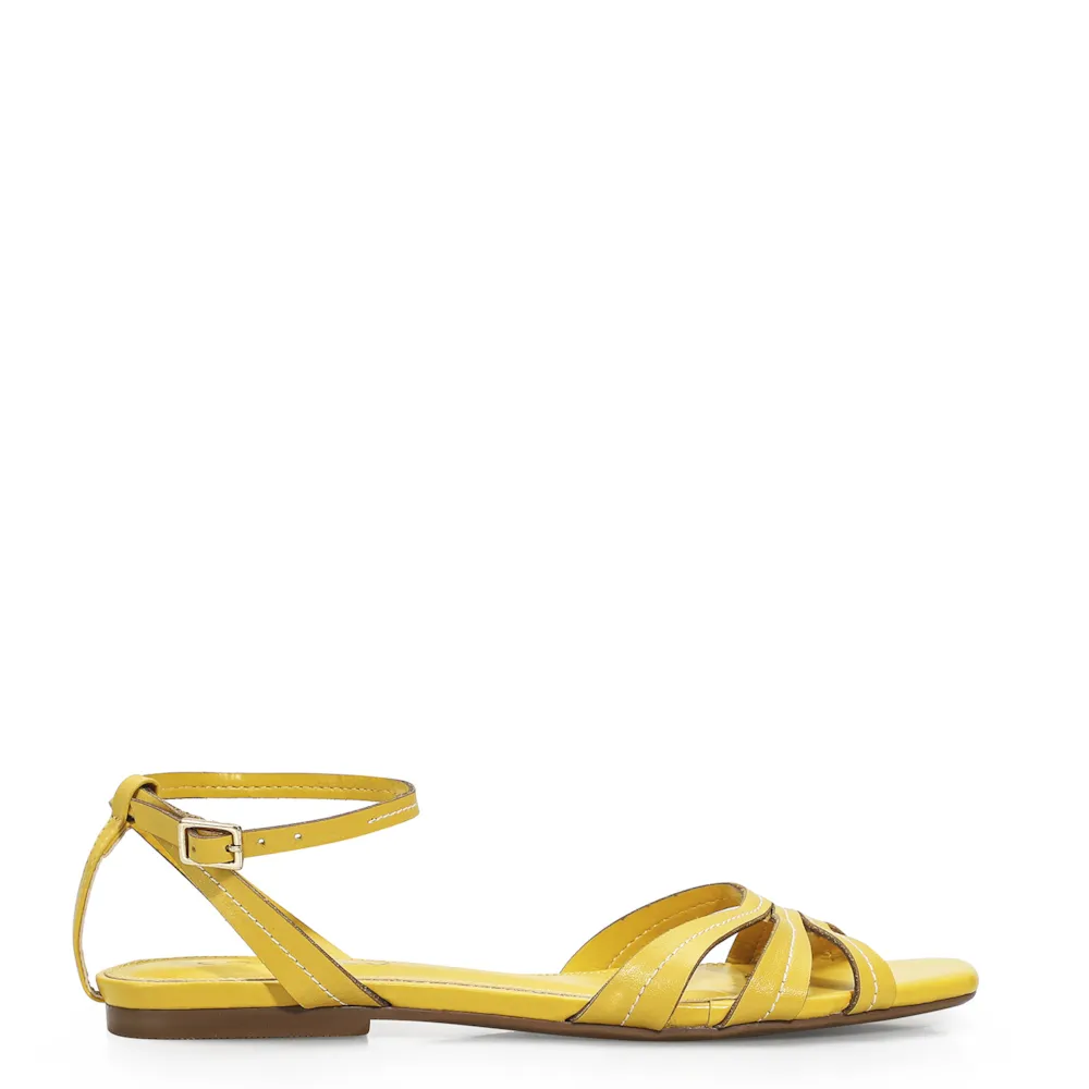 Rasteirinha Pesponto Couro Amarelo - imagem 2