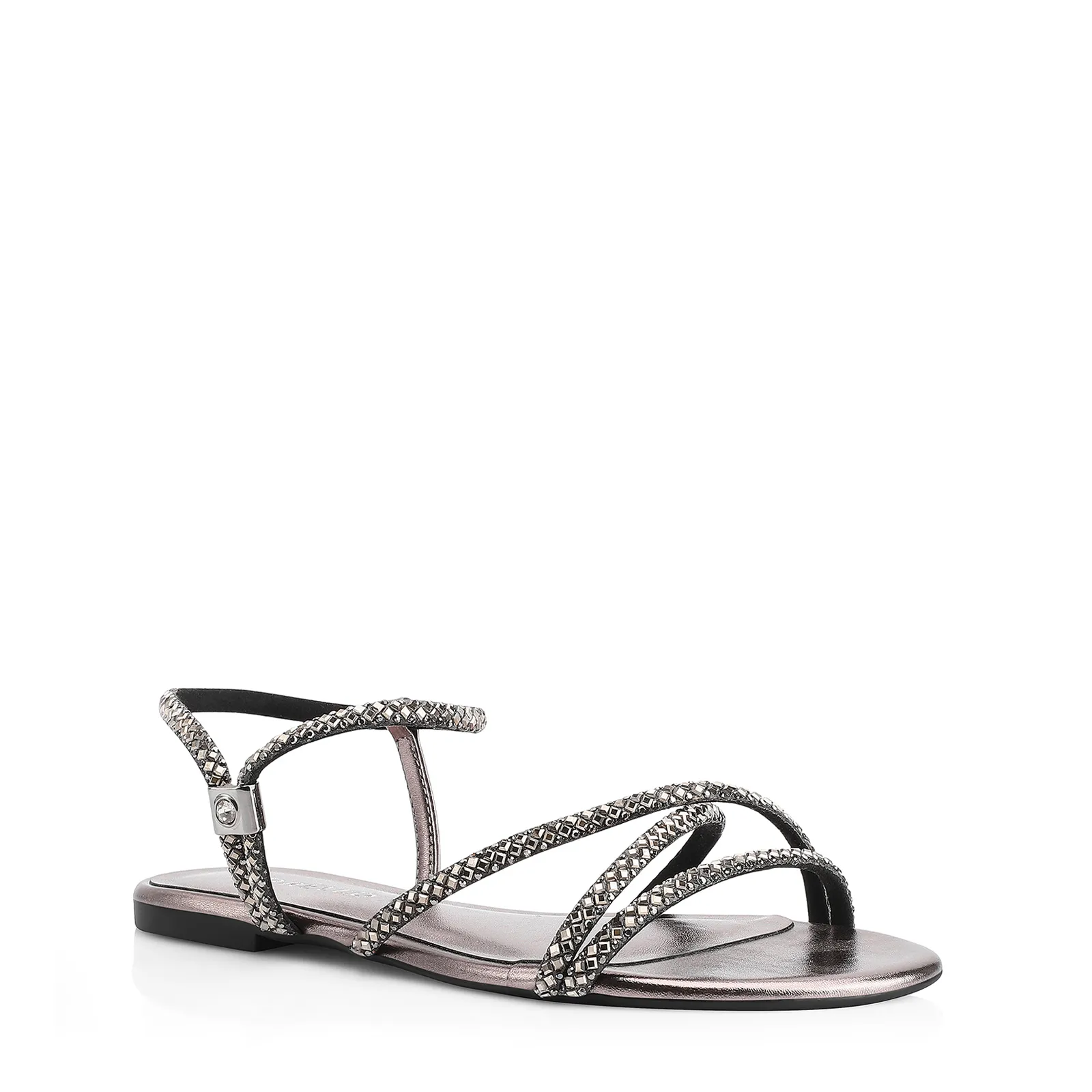 Rasteirinha Prata Metalizado Alt Strass