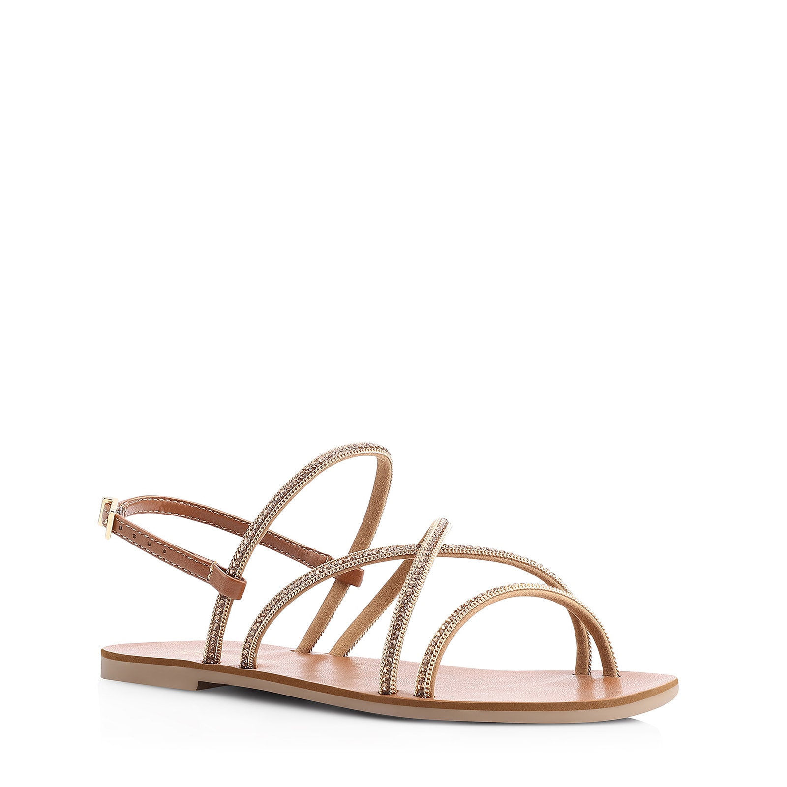 Rasteirinha Strass Alt Marrom/Dourado