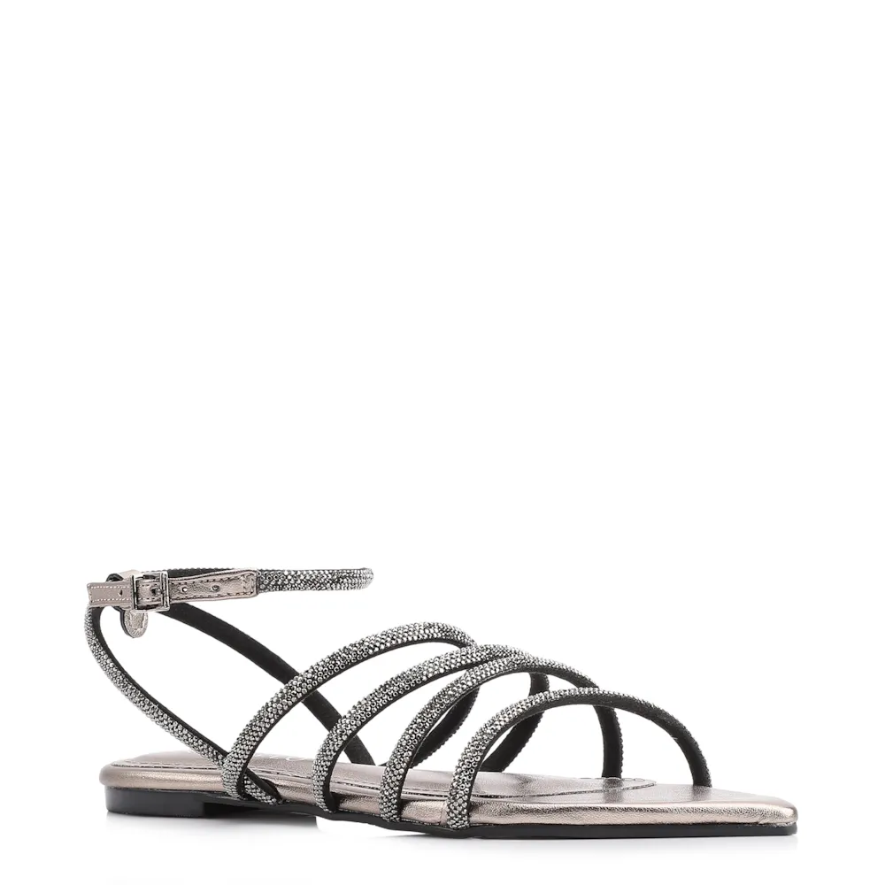 Rasteirinha Strass Alt Prata