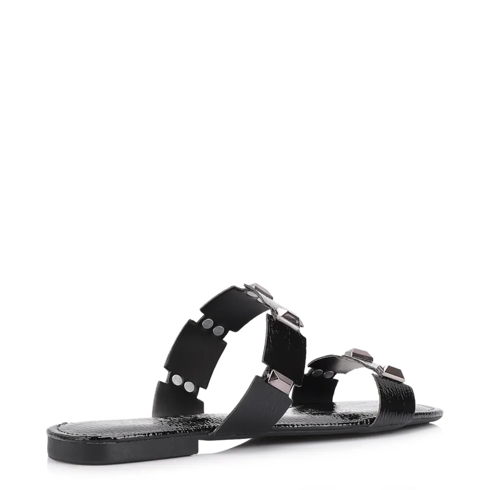Rasteirinha Studs Alt Verniz Preto - imagem 4