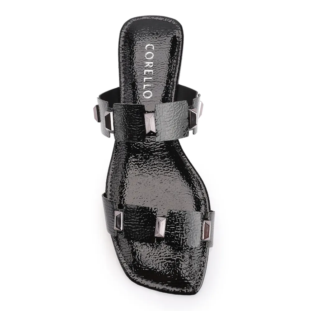 Rasteirinha Studs Alt Verniz Preto - imagem 6
