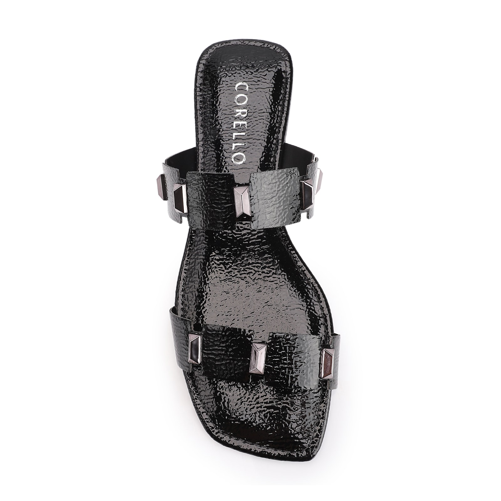 Rasteirinha Studs Alt Verniz Preto