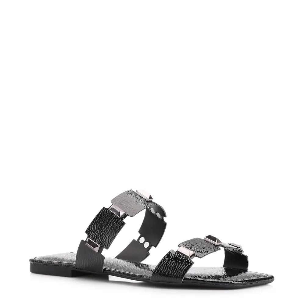 Rasteirinha Studs Alt Verniz Preto
