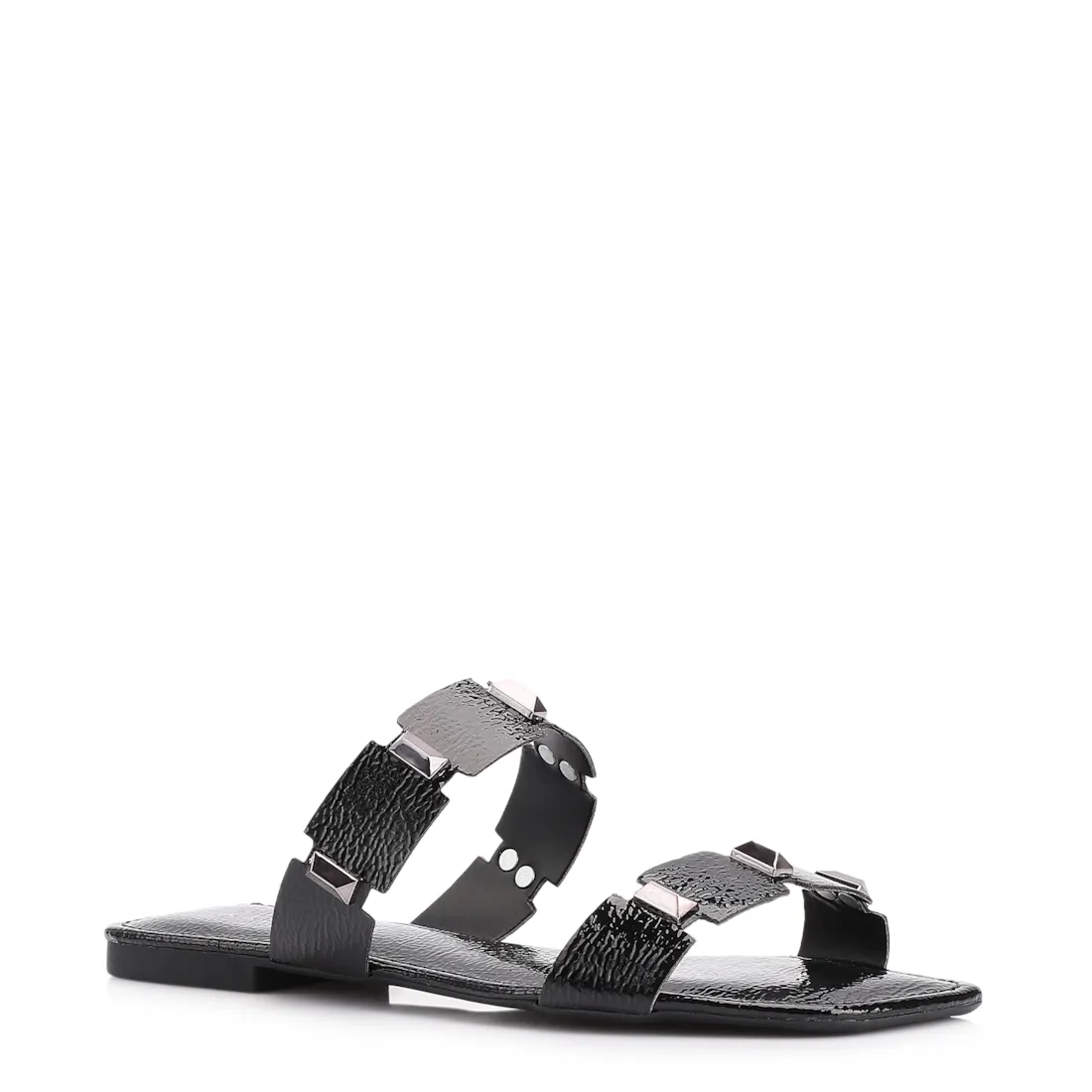 Rasteirinha Studs Alt Verniz Preto