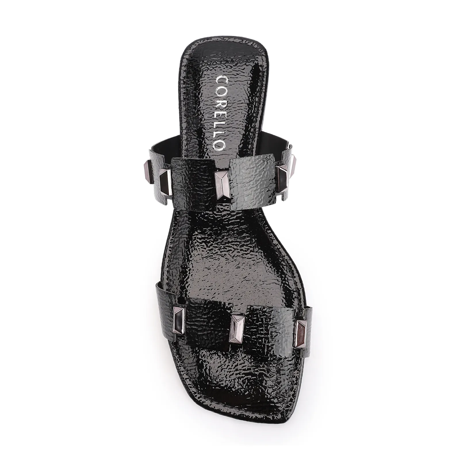 Rasteirinha Studs Alt Verniz Preto
