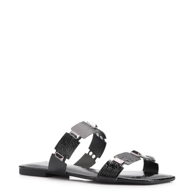 Rasteirinha Studs Alt Verniz Preto