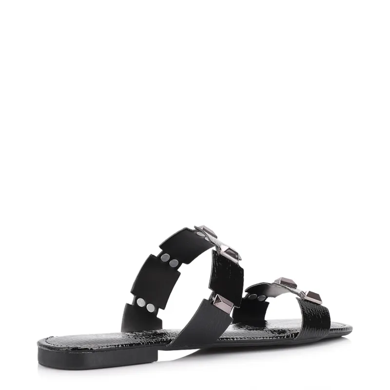 Rasteirinha Studs Alt Verniz Preto - foto 4