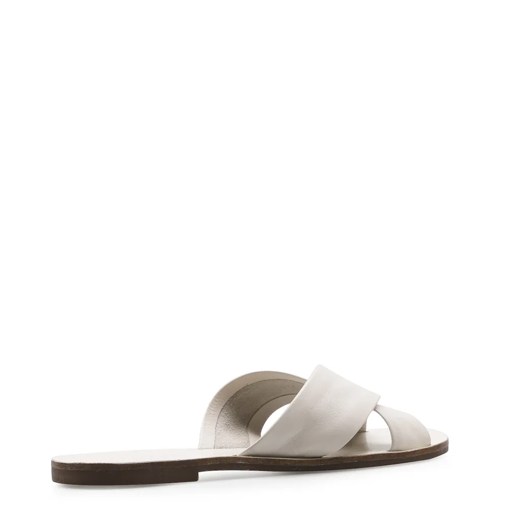 Rasteirinha Tira Cruzada Couro Off White - imagem 3