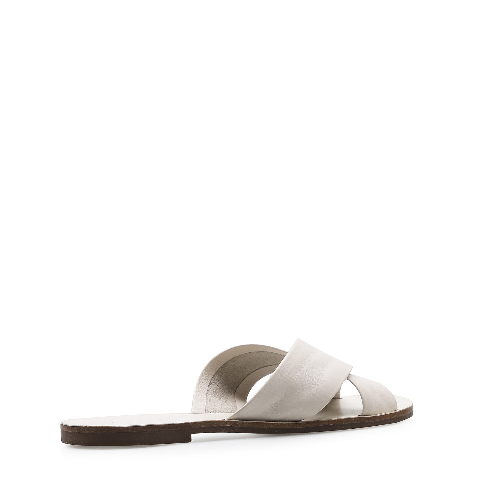 Rasteirinha Tira Cruzada Couro Off White