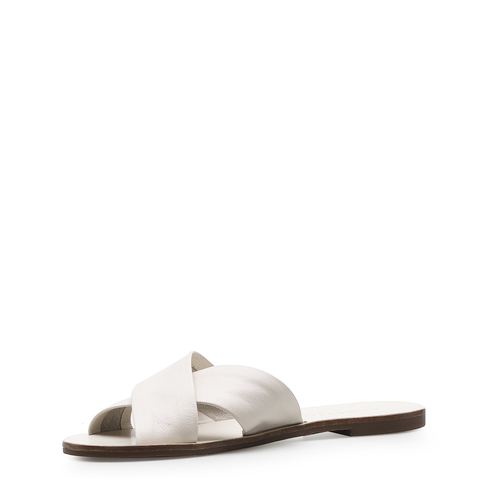Rasteirinha Tira Cruzada Couro Off White