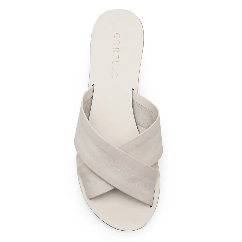Rasteirinha Tira Cruzada Couro Off White - imagem 5