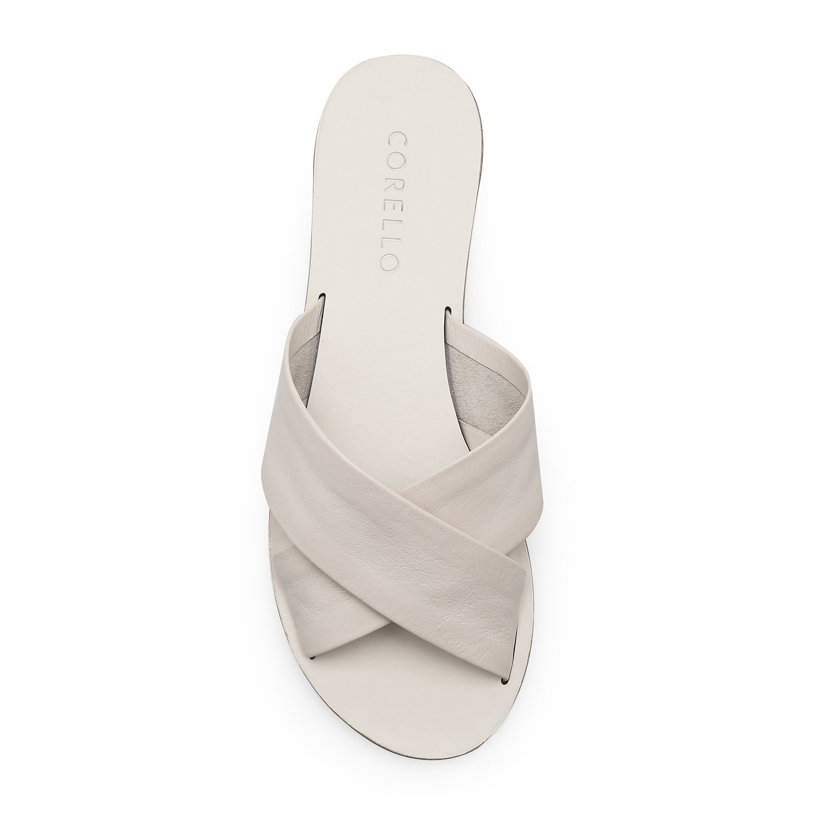 Rasteirinha Tira Cruzada Couro Off White
