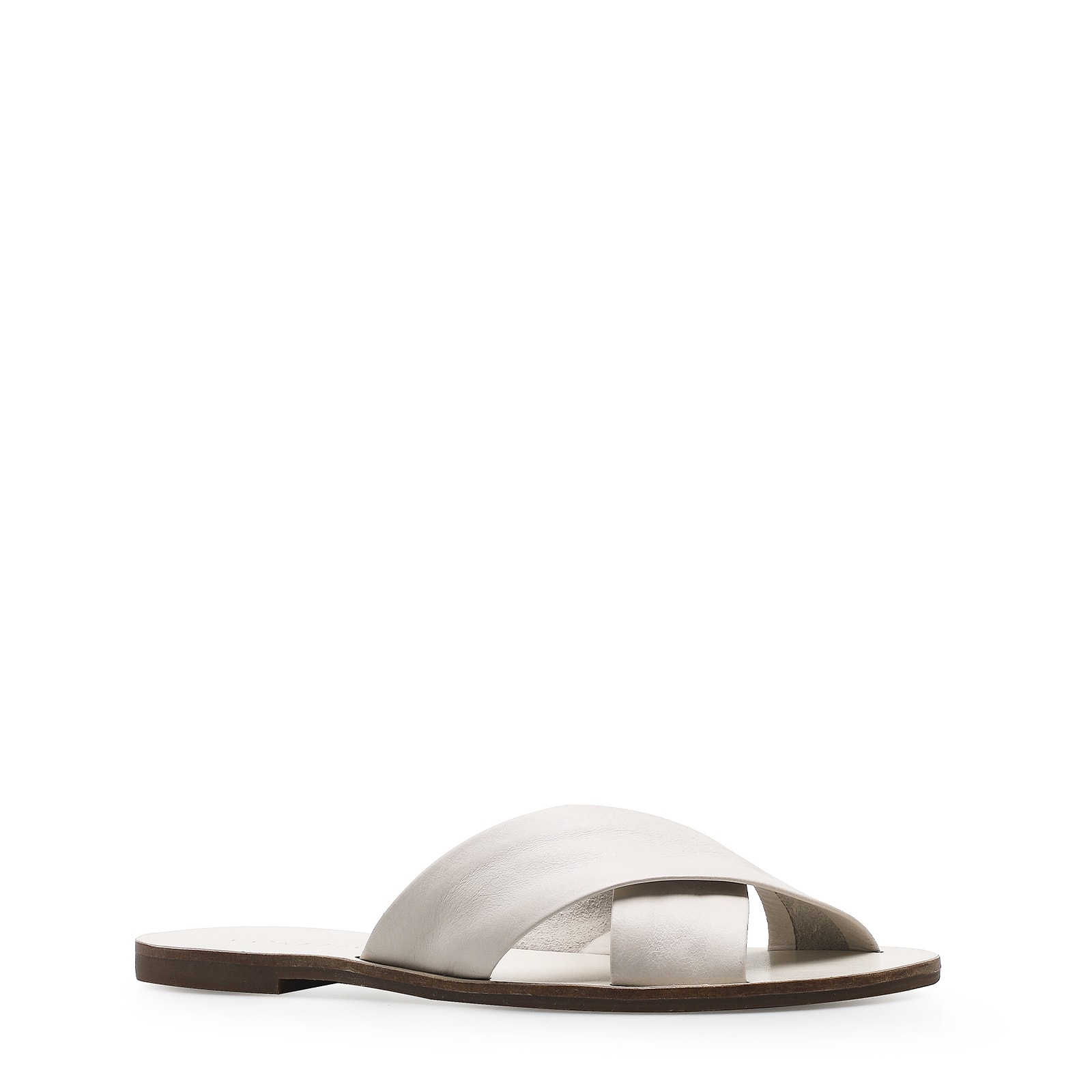 Rasteirinha Tira Cruzada Couro Off White