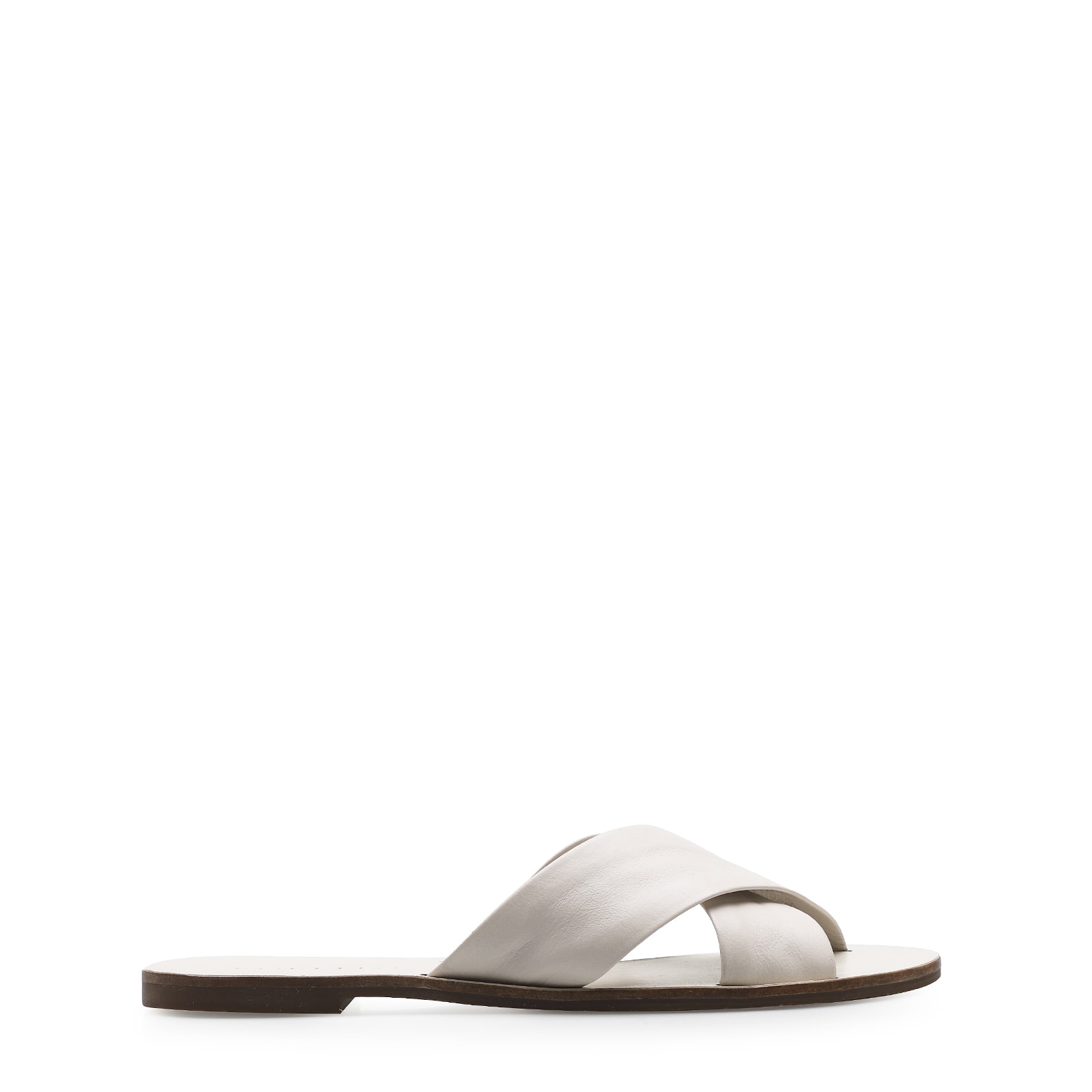 Rasteirinha Tira Cruzada Couro Off White