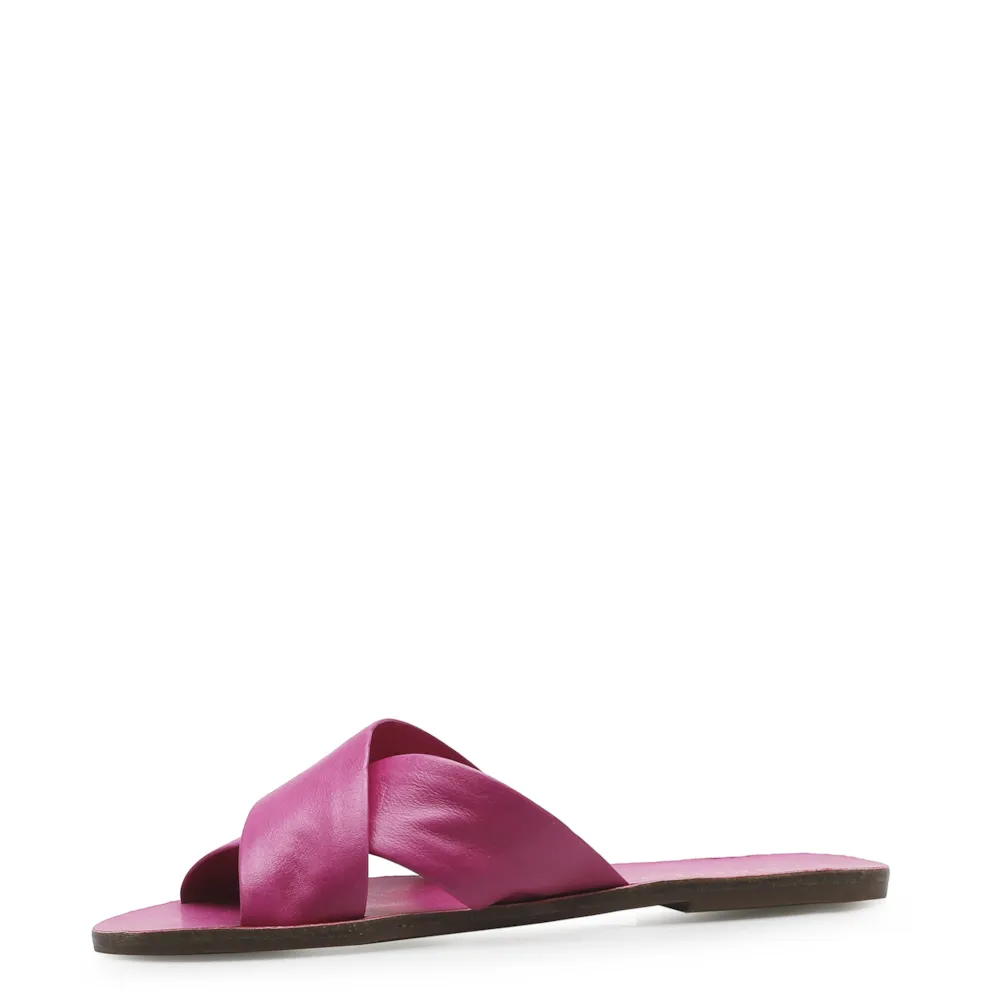 Rasteirinha Tira Cruzada Couro Rosa - imagem 4