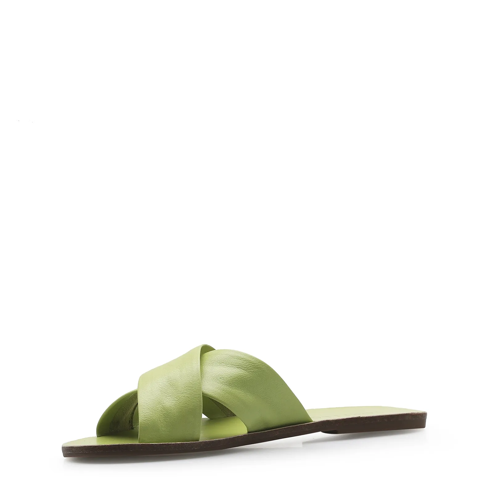 Rasteirinha Tira Cruzada Couro Verde