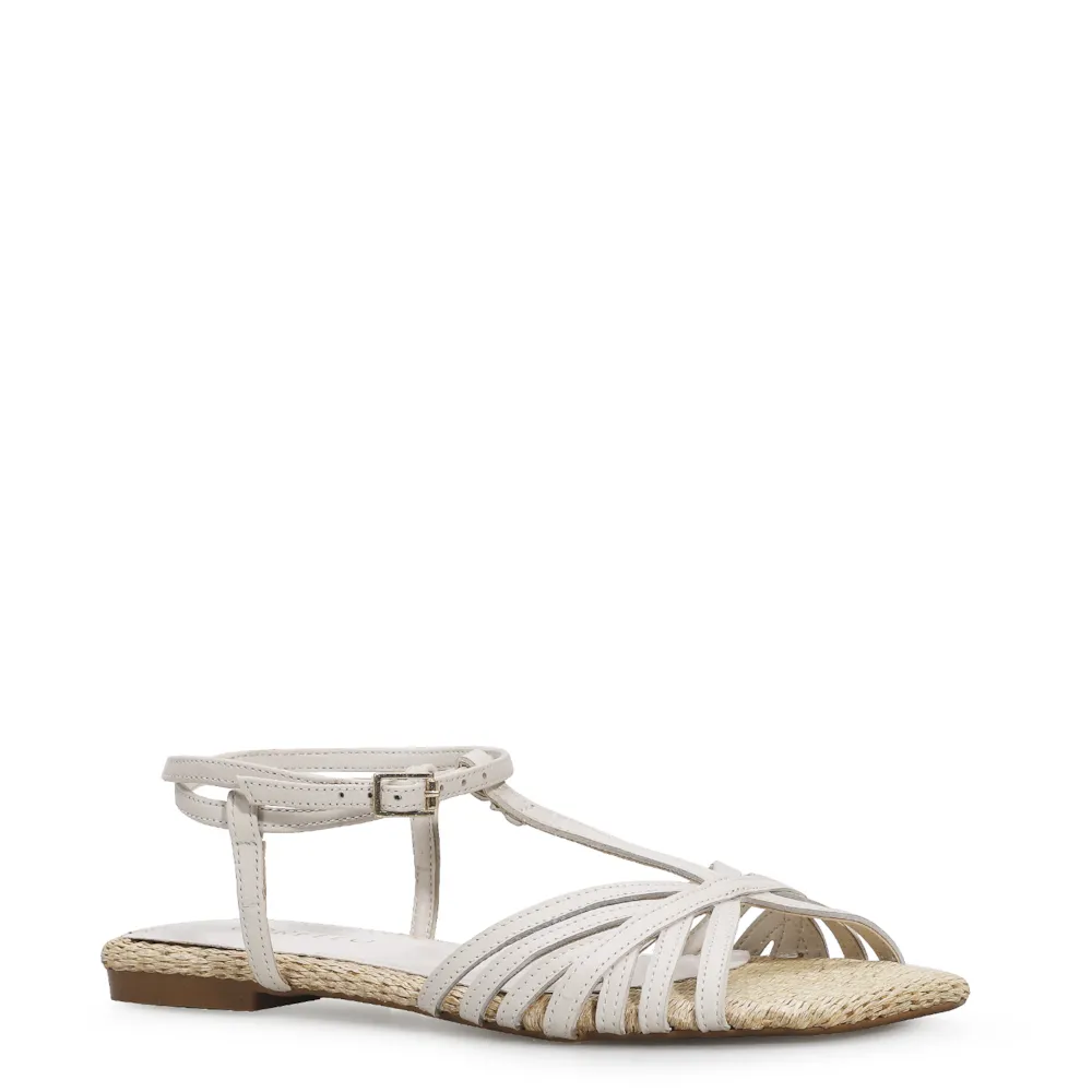 Rasteirinha Tira t Couro Off White