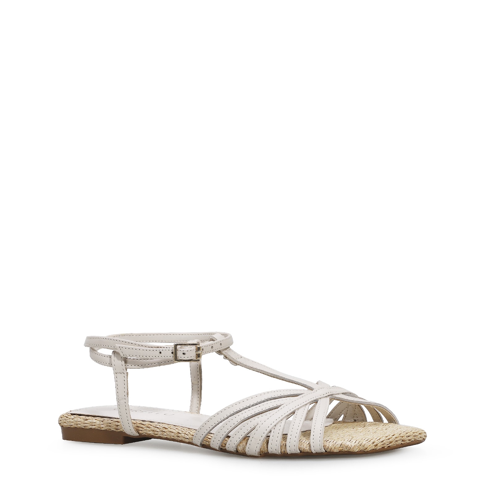 Rasteirinha Tira t Couro Off White