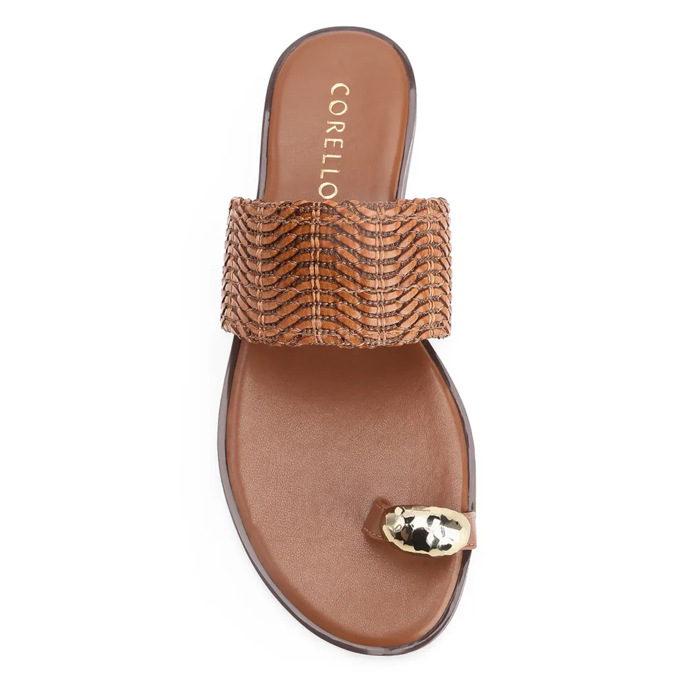 Rasteirinha Toe Ring Alt Tramado Marrom - imagem 6
