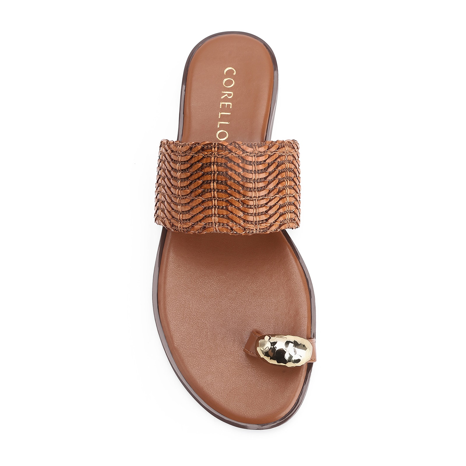 Rasteirinha Toe Ring Alt Tramado Marrom