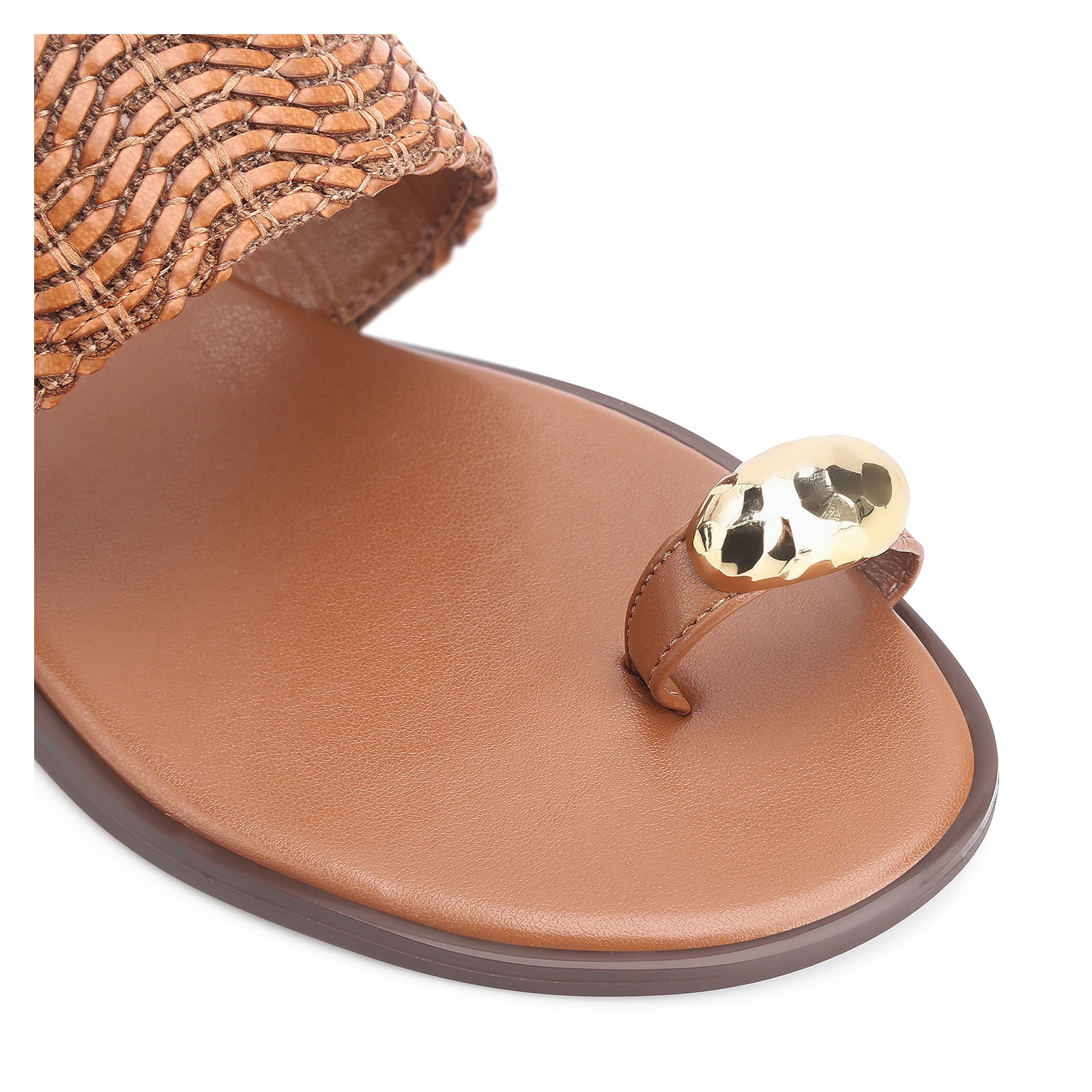 Rasteirinha Toe Ring Alt Tramado Marrom