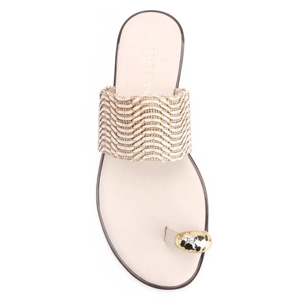 Rasteirinha Toe Ring Alt Tramado Off White - imagem 6